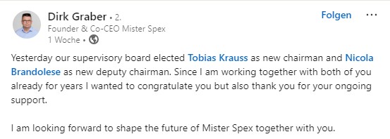 Anfang Juli freute sich Dirk Graber noch auf die Zusammenarbeit. Foto: Screenshot durch FINANCE