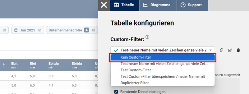 Custom-Filter deaktivieren