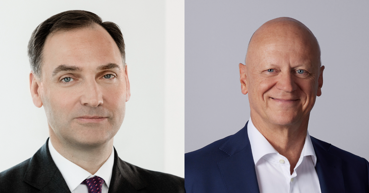 Der ehemalige Deutsche-Bank-CFO James von Moltke (links) und Siemens-Finanzchef Ralf P. Thomas führten 2025 das Gehaltsranking der Dax-CFOs an. Fotos: Deutsche Bank/Siemens