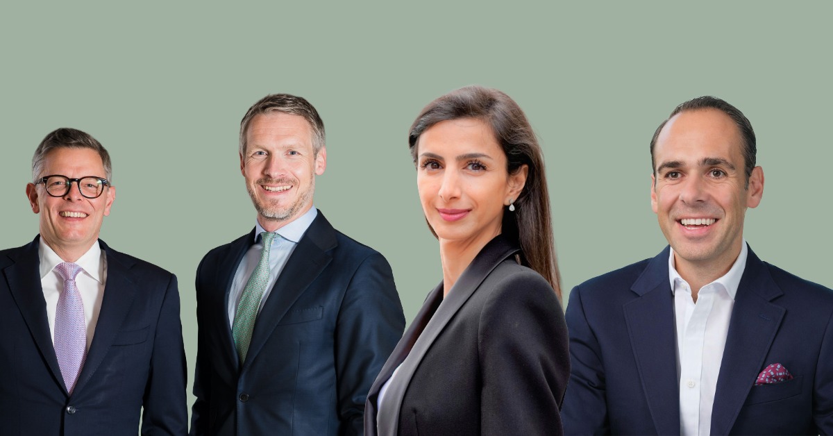 Jens Wenzel (v.l.n.r.) und Sebastian Schneider von Hengeler Mueller, Anahita Thoms von Baker McKenzie und Stefan Rieger von Latham & Watkins werden Managing Partner. Foto: Hengeler Mueller, Baker McKenzie, Latham & Watkins/Montage: FINANCE