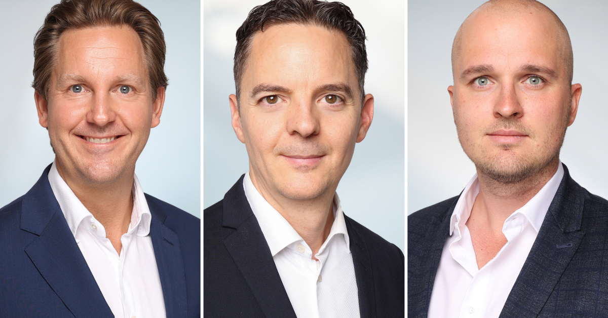 Boris Herzog, Jerome Honerkamp und Gerrit Buschhorn (v.l.n.r.) stoßen zu Fortlane Partners und stärken die Bereiche Private Equity, Commercial Excellence und Technology Transformation. Foto: Fortlane Partners